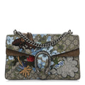 Gucci GG Supreme Monogram Blooms Print Embroidered Small Dionysus Shoulder Bag Blue Taupe