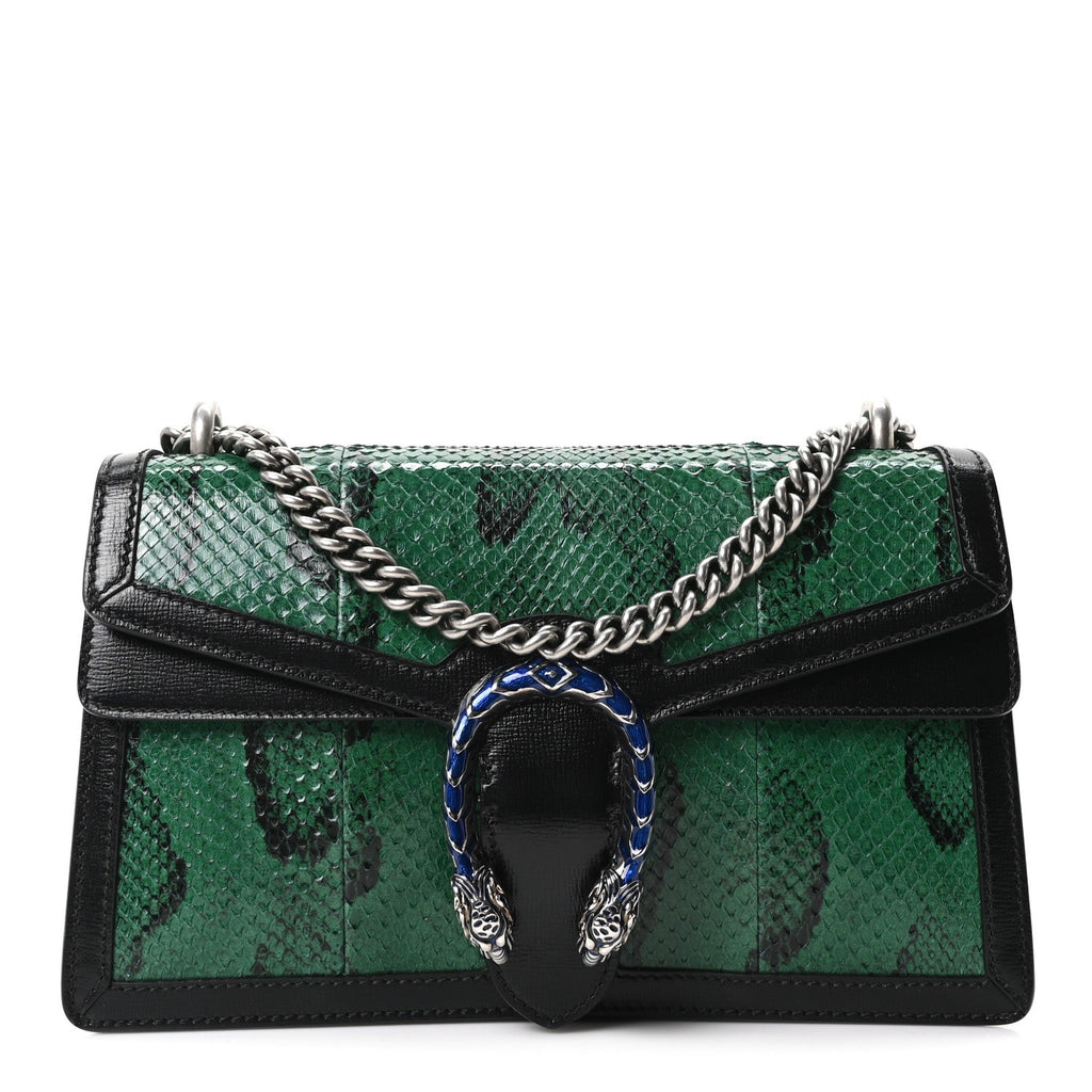 Gucci Snakeskin Enamel Small Dionysus Shoulder Bag Green