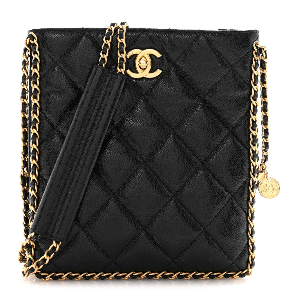 Chanel Caviar Quilted Mini Never Ending Chain Tote Black