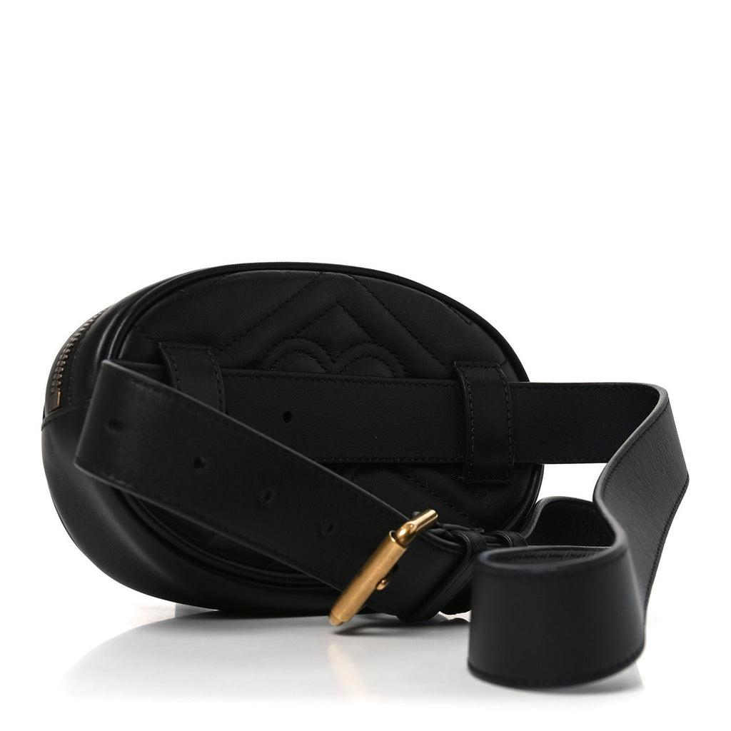 Gucci Calfskin Matelasse GG Marmont Belt Bag 85 34 Black