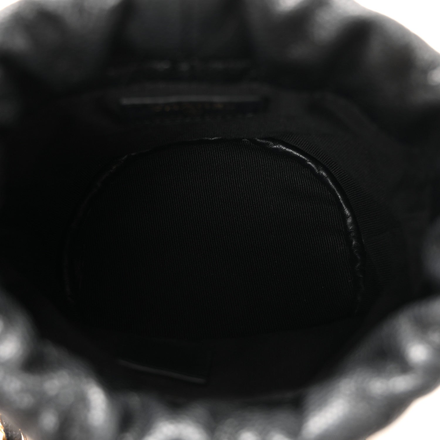 Chanel Caviar Quilted Coco First Bucket Clutch With Chain Black