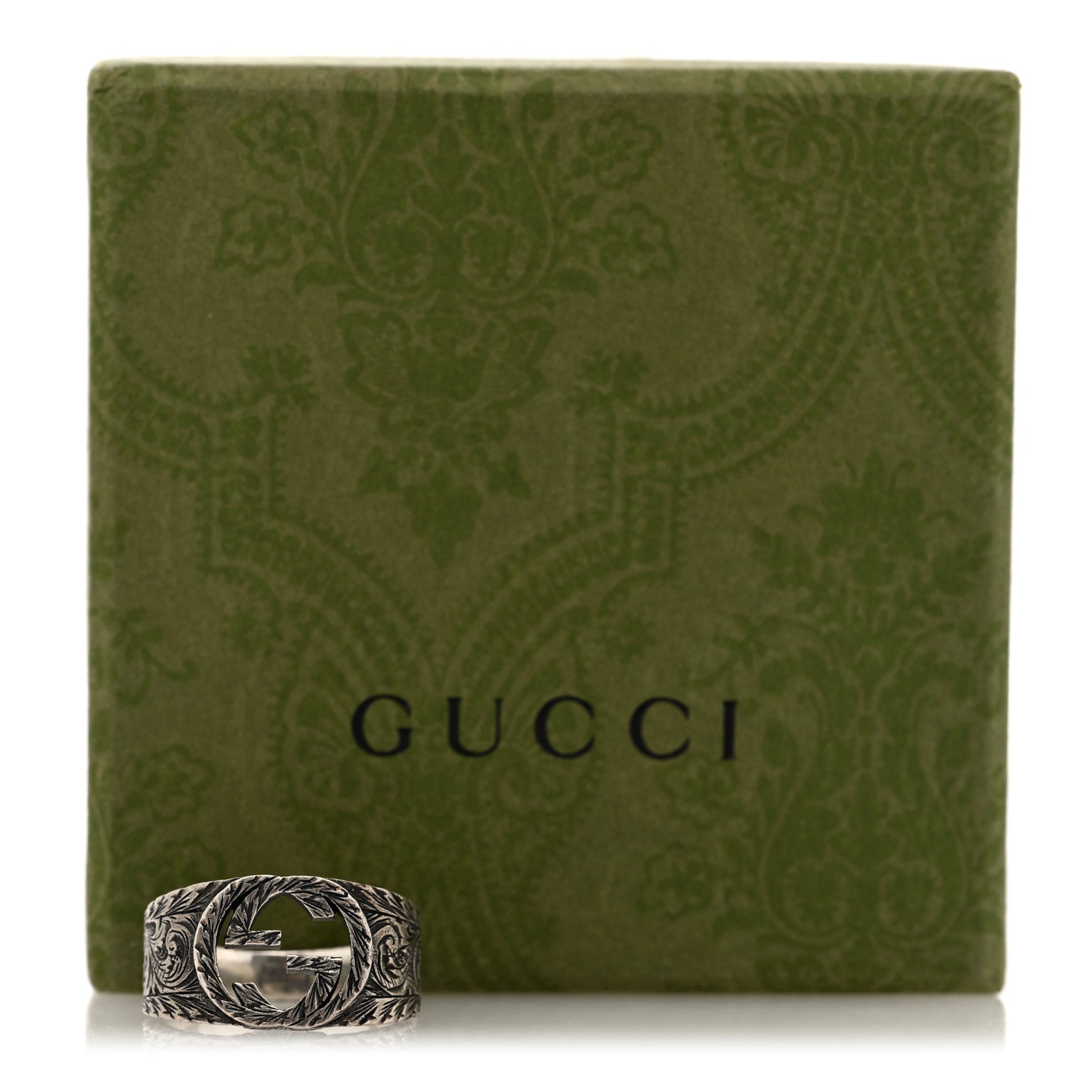 Gucci Sterling Silver Interlocking GG Signet Ring 63 10.25