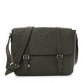 Gucci Piuma Calfskin Jumbo GG Embossed Double Buckle Medium Messenger Bag Dark Vintage Olive