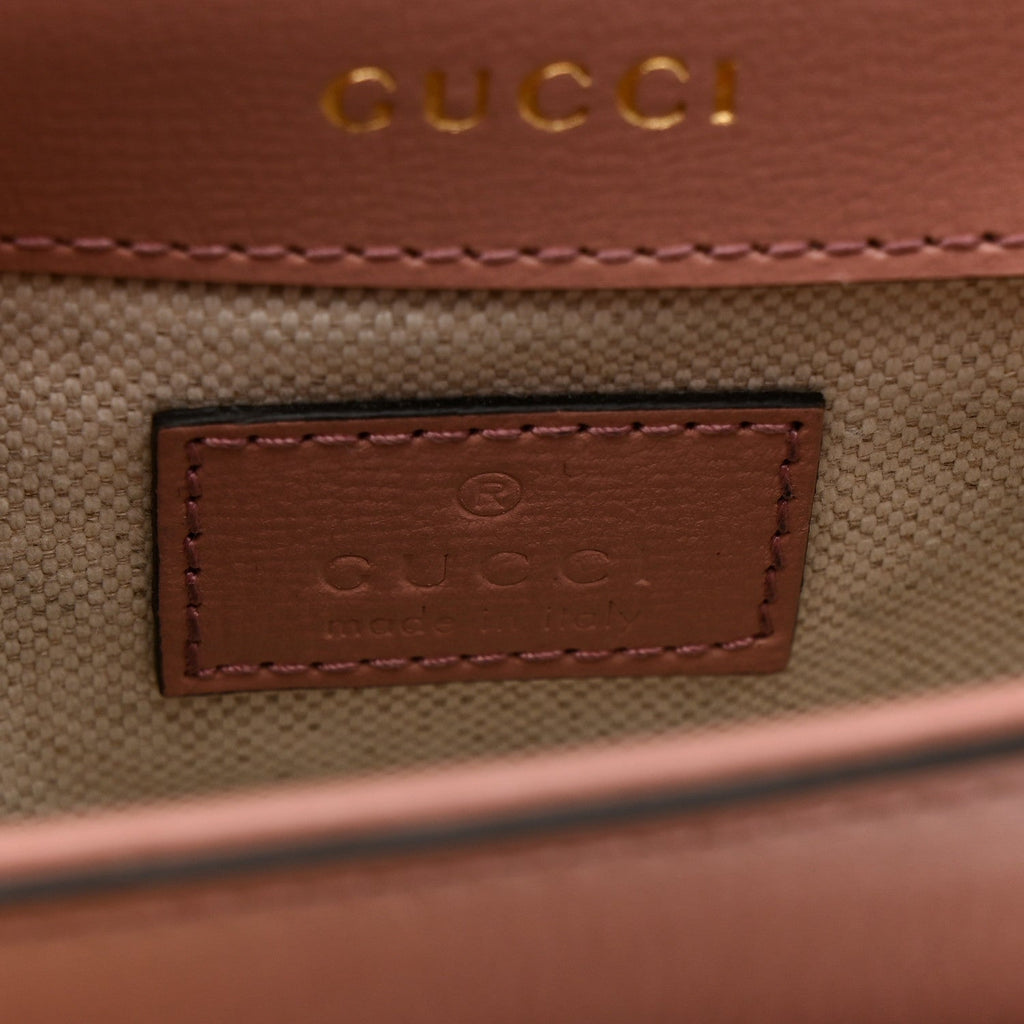 Gucci Azalea Calfskin Crystal GG Monogram Mini Horsebit 1955 Waist Bag Pink