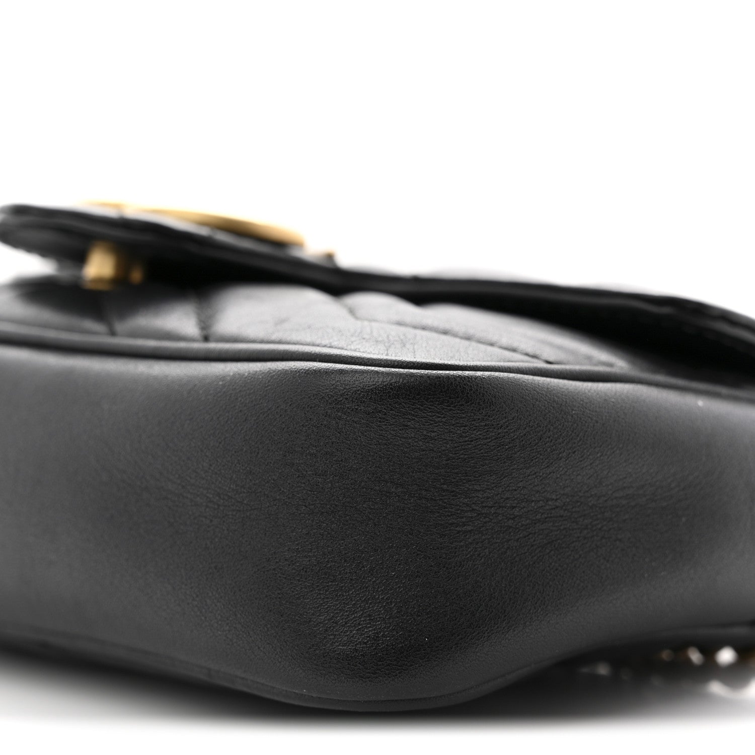 Gucci Calfskin Matelasse Super Mini GG Marmont Shoulder Bag Black