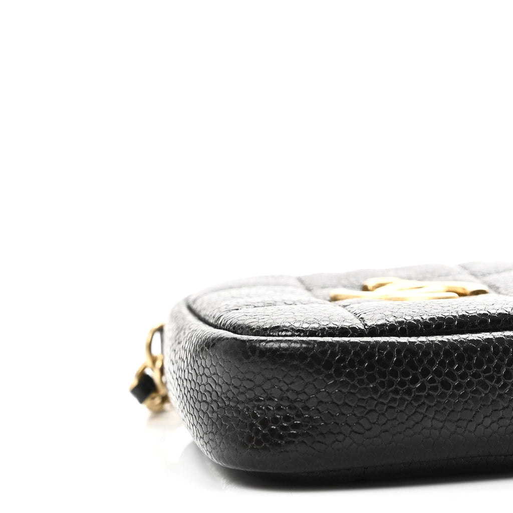 Caviar Quilted Diamond Clutch With Chain Black