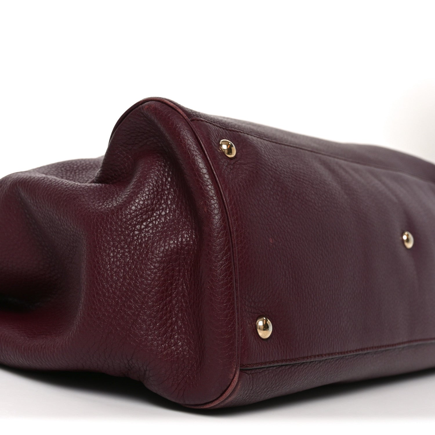Gucci Pebbled Calfskin Large Bamboo Shopper Tote Burgundy