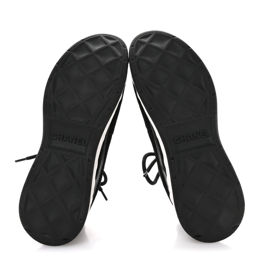 Chanel Velvet Calfskin Mixed Fibers CC Sneakers 39.5 Black