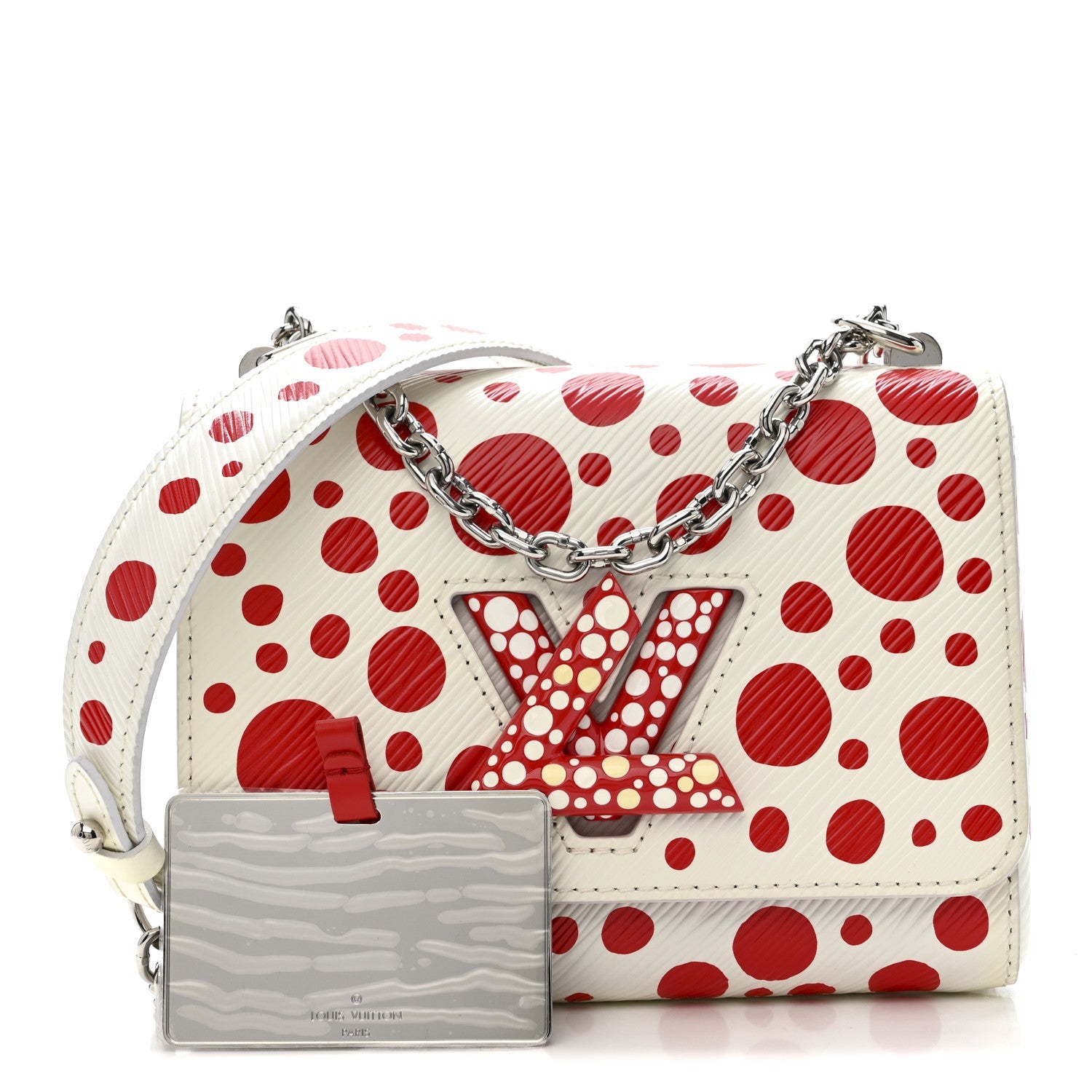 Louis Vuitton LV X YK Epi Infinity Dots Twist Shoulder Bag PM White Red