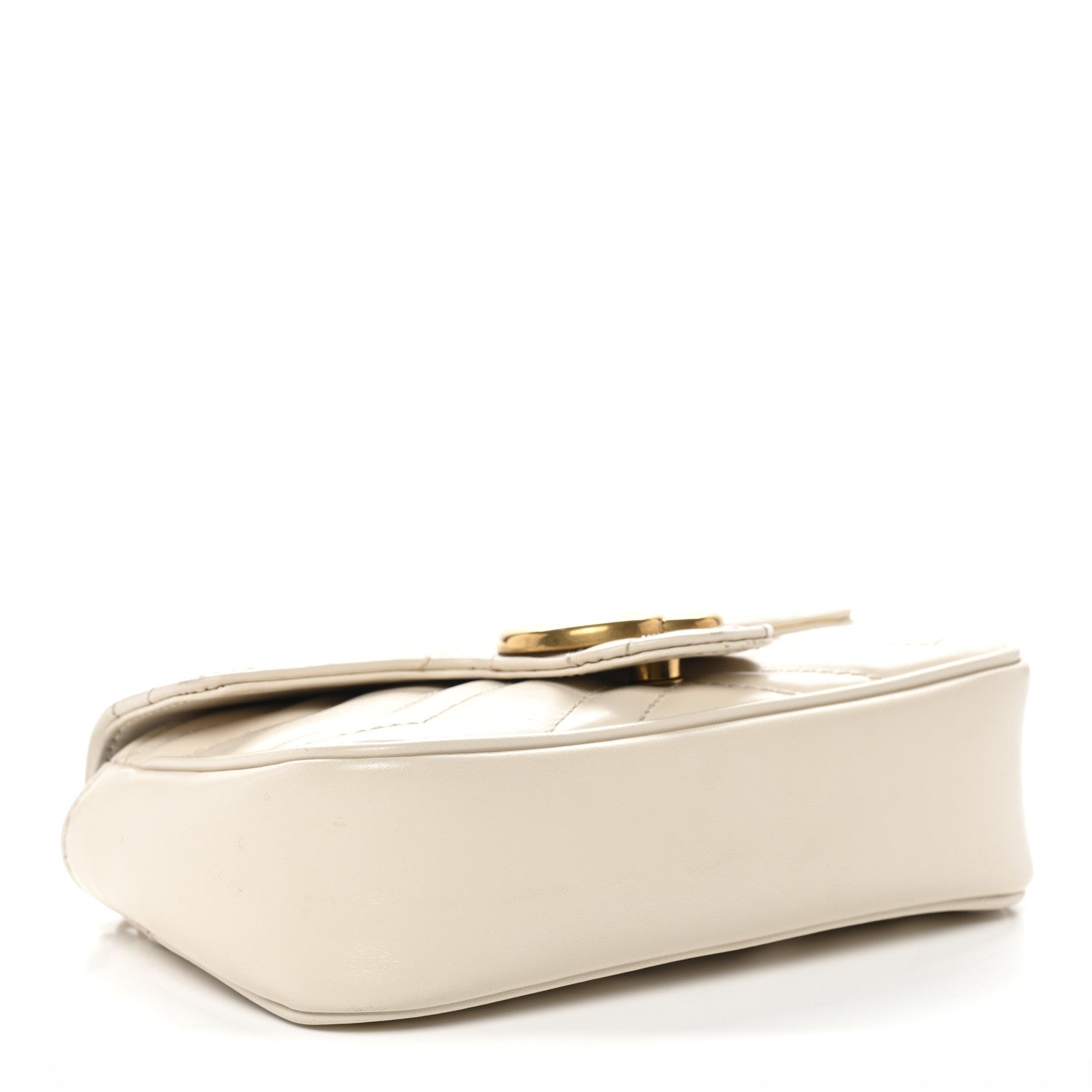 Gucci Calfskin Matelasse Super Mini GG Marmont Shoulder Bag White