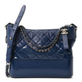 Chanel Patent Goatskin Quilted Medium Gabrielle Hobo Blue
