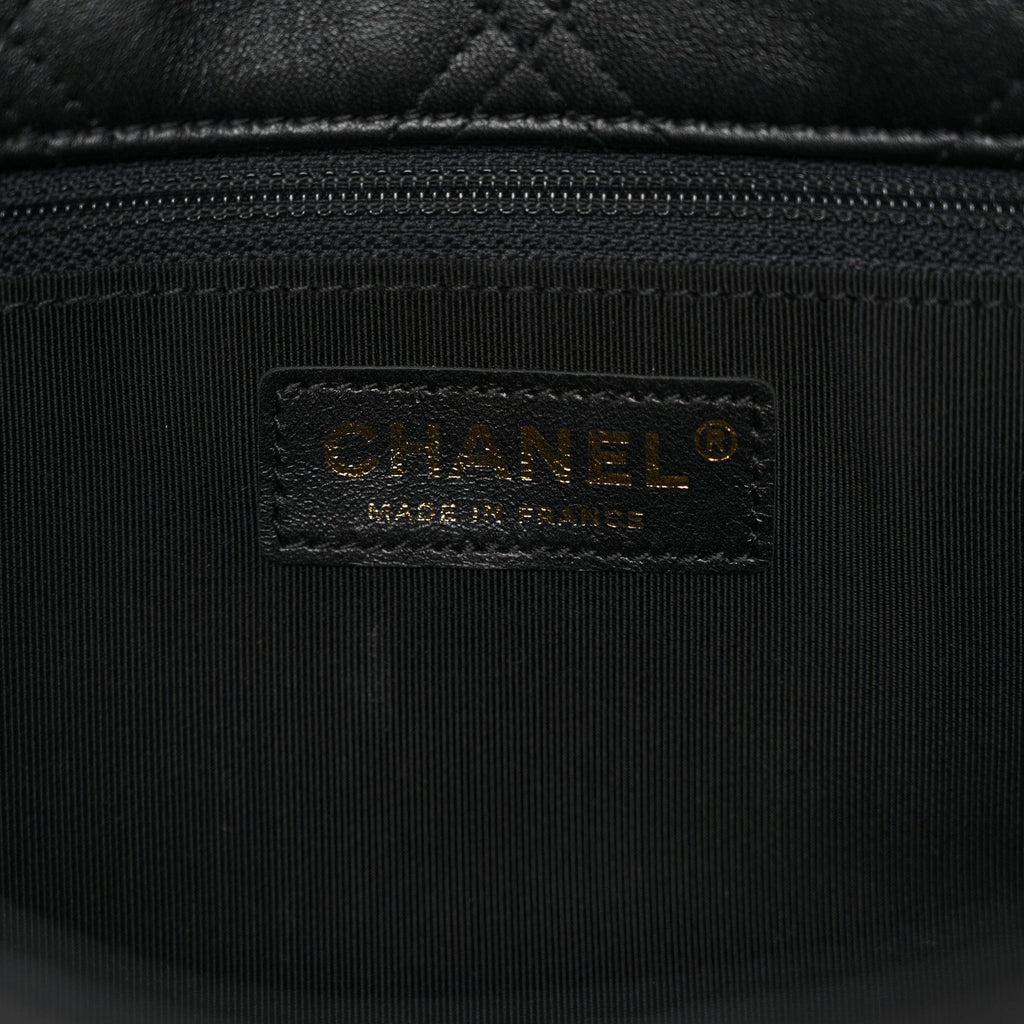 Chanel Lambskin Quilted Pearl Studded Flap Black