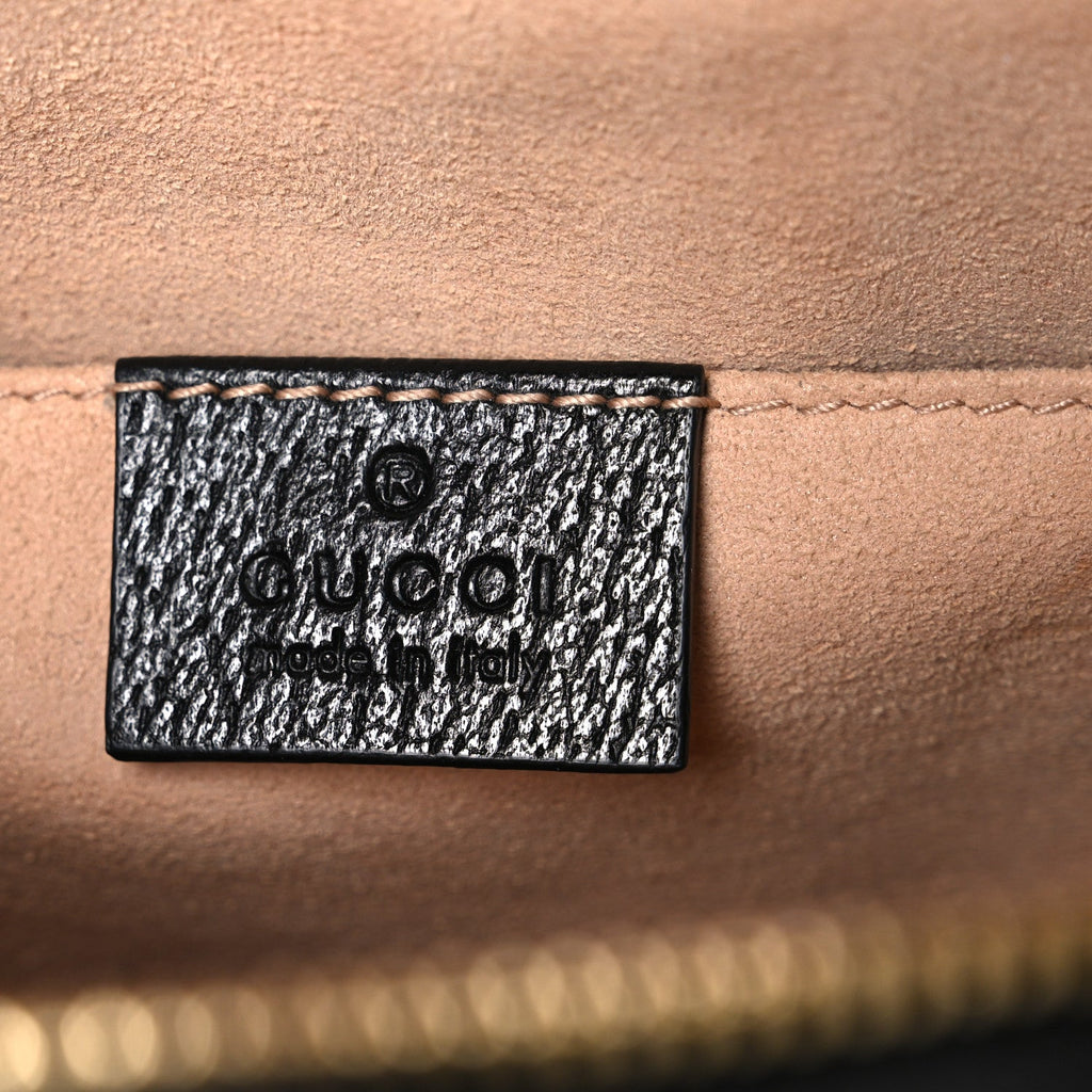 Gucci Textured Calfskin Web Small Ophidia Tote Bag Black