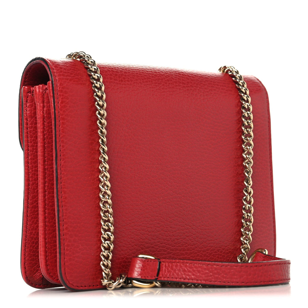 Gucci Dollar Calfskin Small Interlocking G Shoulder Bag Red