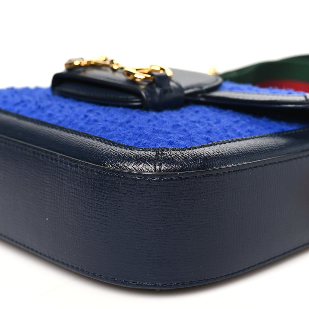 Gucci Casy Wool Azalea Calfskin Mini Horsebit 1955 Shoulder Bag Blue China