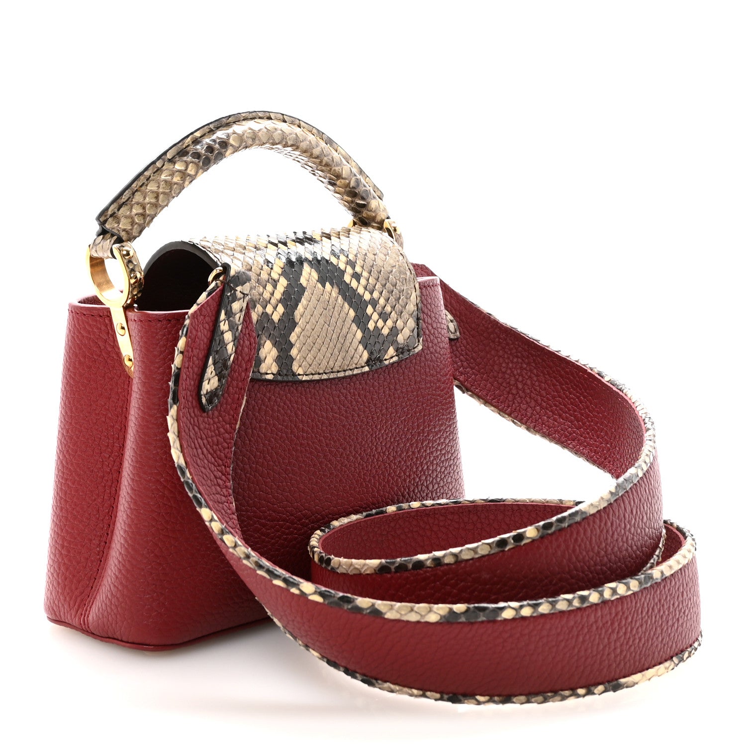 Louis Vuitton Taurillon Snakeskin Mini Capucines Burgundy