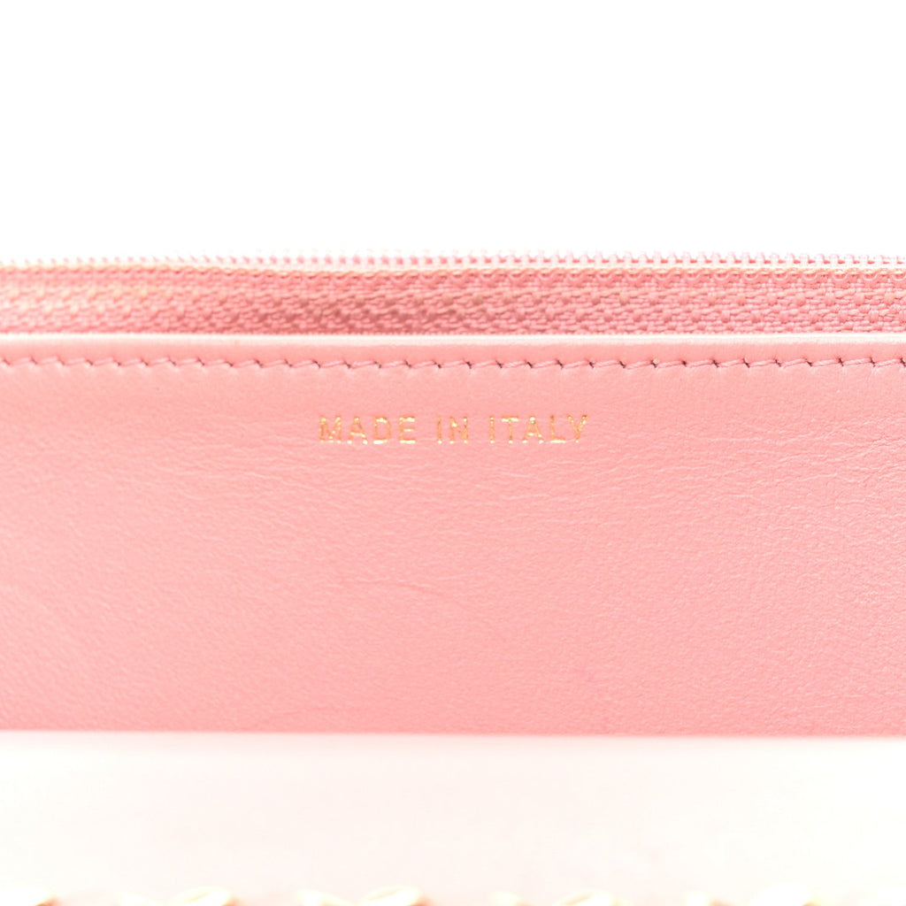 Chanel Lambskin Chevron Quilted Trendy CC Wallet On Chain WOC Pink