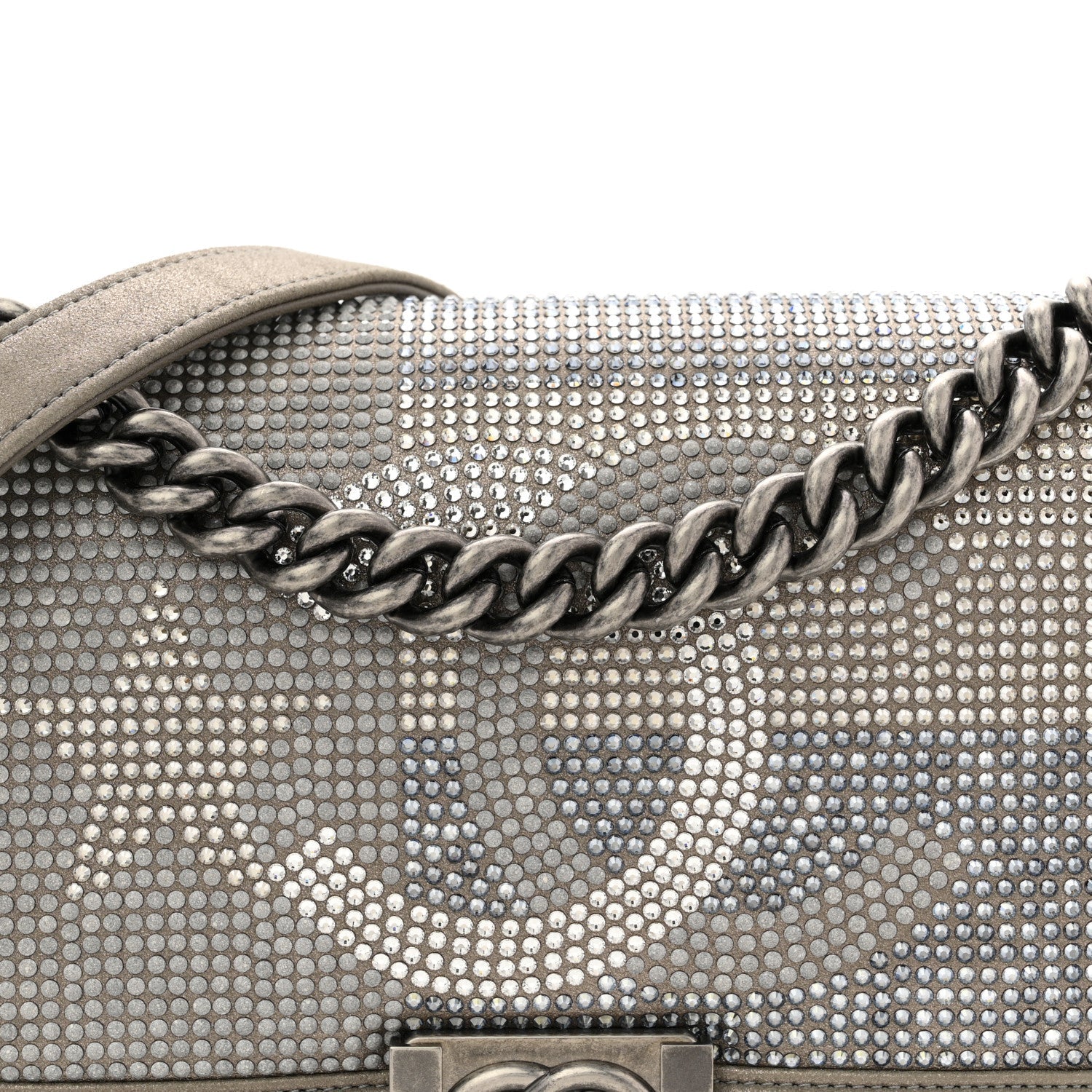 Chanel Iridescent Calfskin Quilted Strass Medium Paris Dallas Boy Flap Dark Khaki