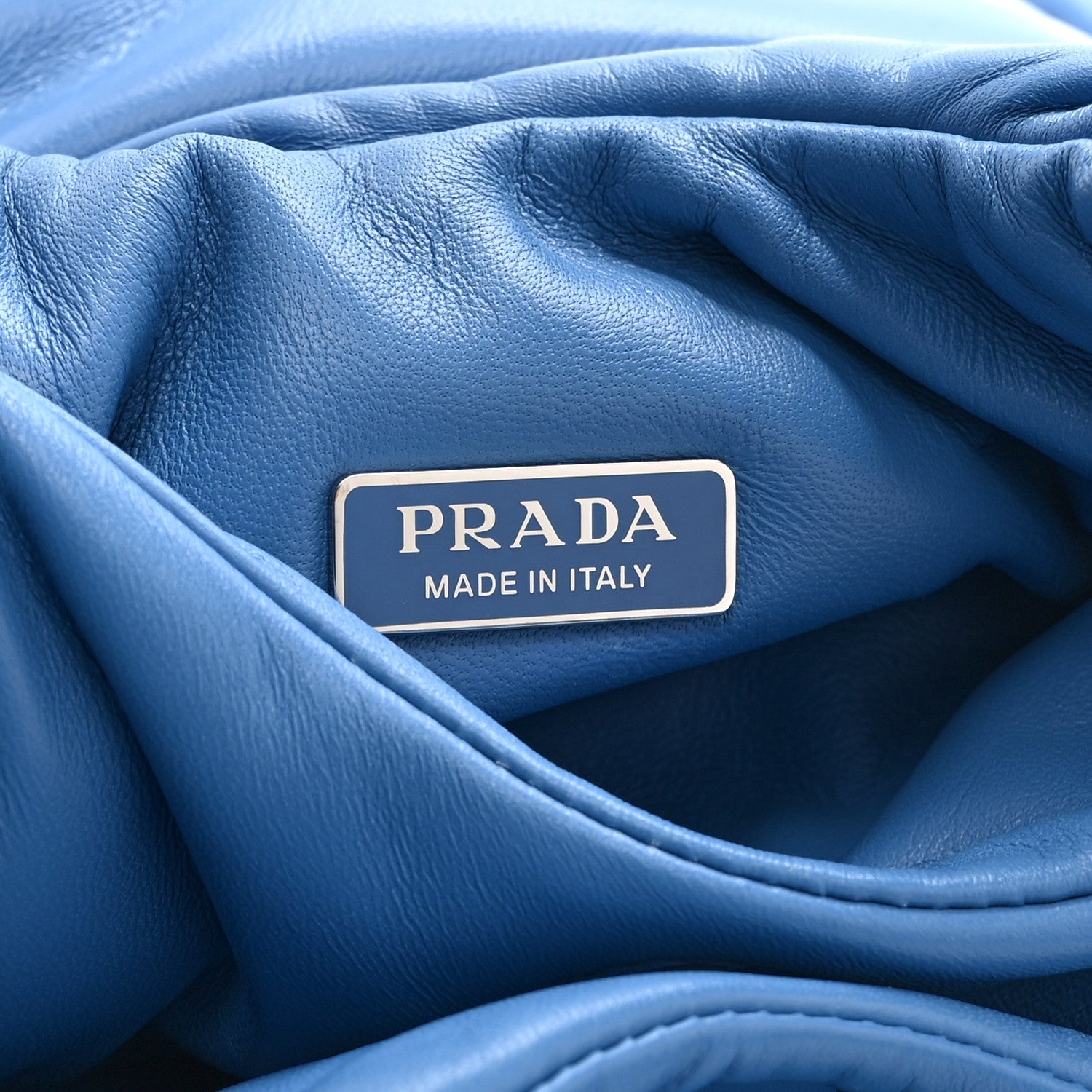 Prada Nappa Soft Padded Small Double Handled Shoulder Bag Celeste