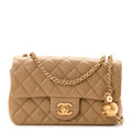 Chanel Lambskin Quilted Mini Rectangular Pearl Crush Flap Dark Beige