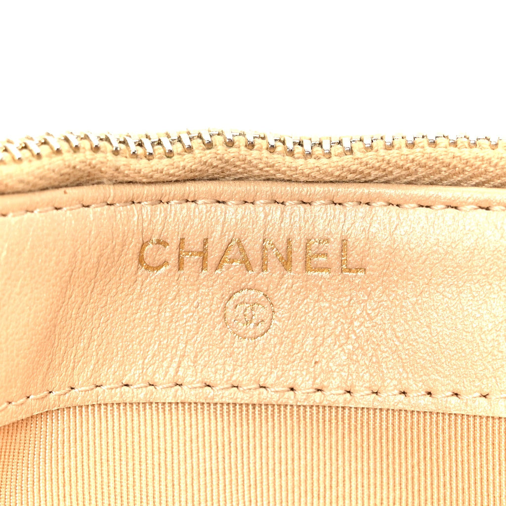Chanel Metallic Caviar Quilted Small Clutch With Chain Gold