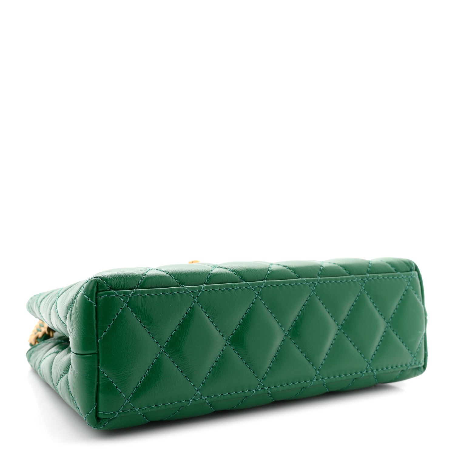 Chanel Shiny Aged Calfskin Quilted Nano Kelly Shopper Green