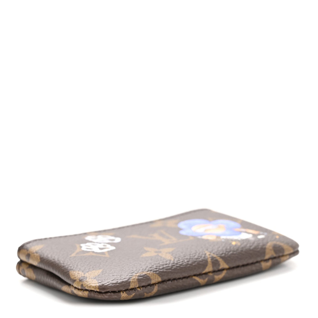 Louis Vuitton Monogram 2025 Christmas Animation Vivienne Paw Print Key Pouch Blue Frost