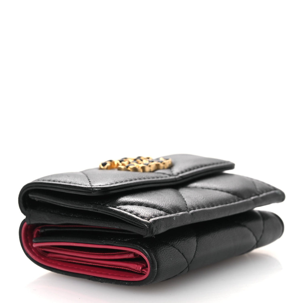 Lambskin Quilted Small Chanel 19 Flap Wallet Black