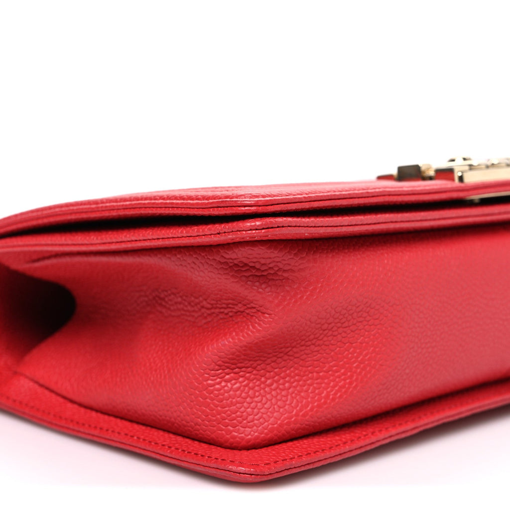 Chanel Caviar Quilted Medium Boy Flap Red