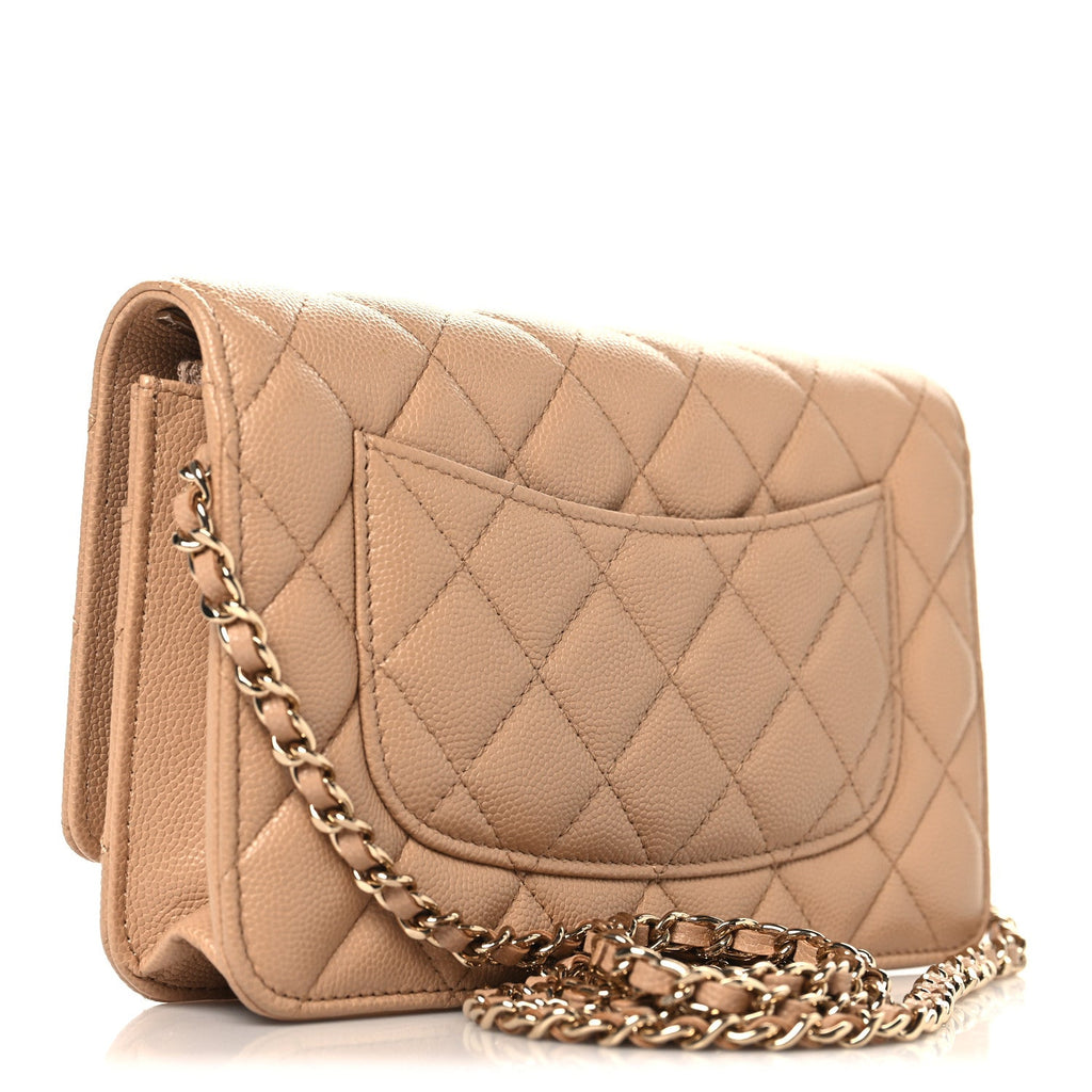 Chanel Caviar Quilted Wallet on Chain WOC Beige