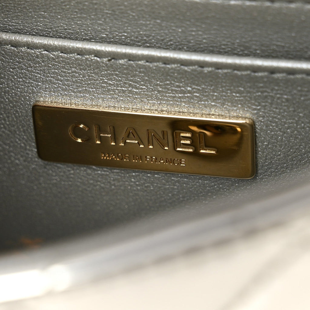 Chanel Mirror Calfskin Metallic Calfskin Quilted Hollywood Boulevard Mini Flap With Star Coin Purse Silver