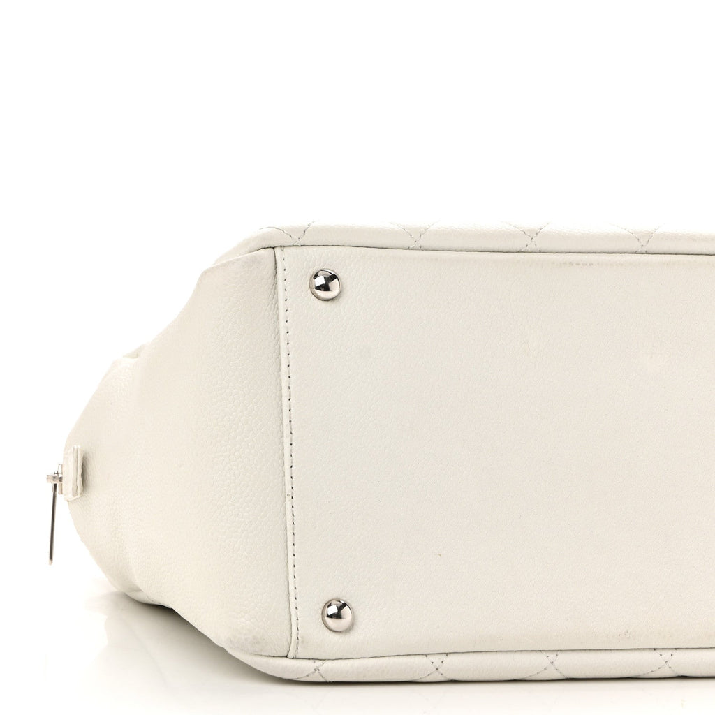 Chanel Caviar Quilted Petit Timeless Tote PTT White