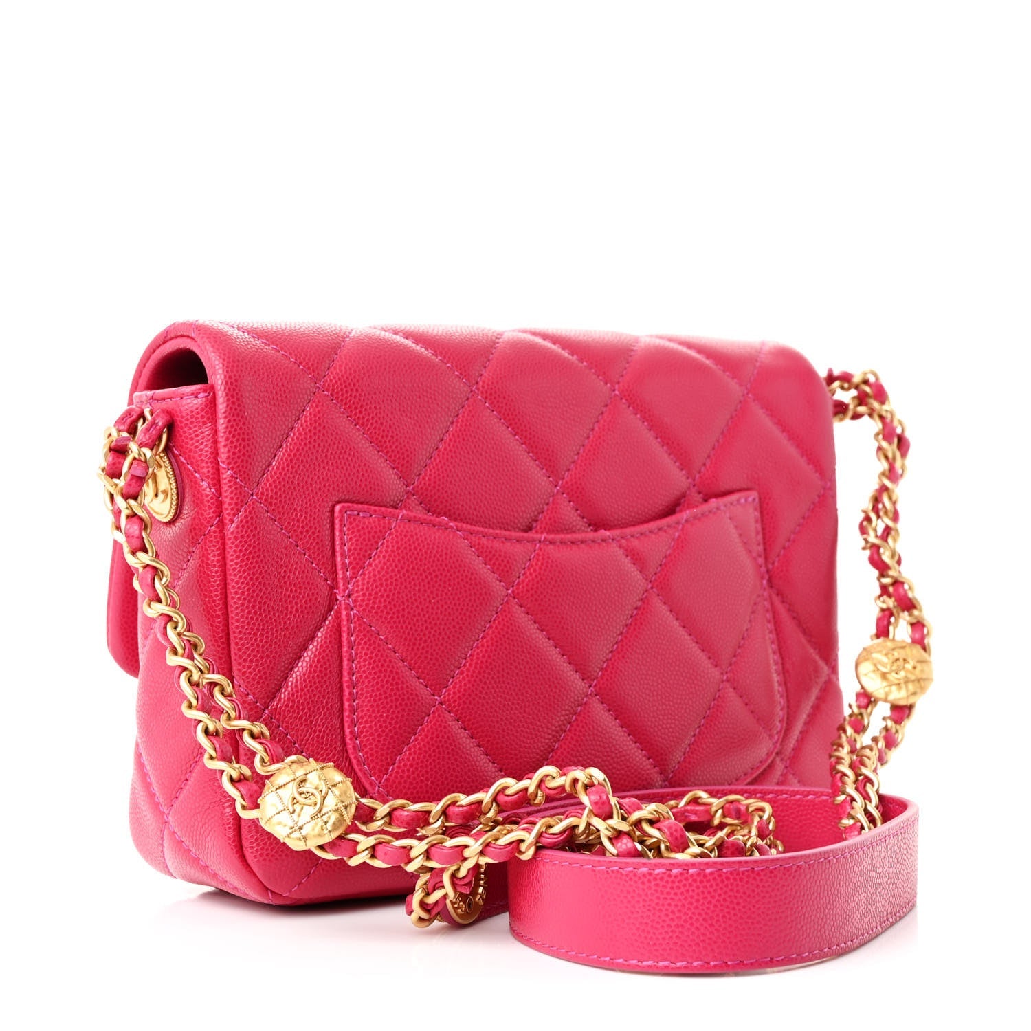 Chanel Caviar Quilted Small Twist Your Buttons Flap Fuchsia
