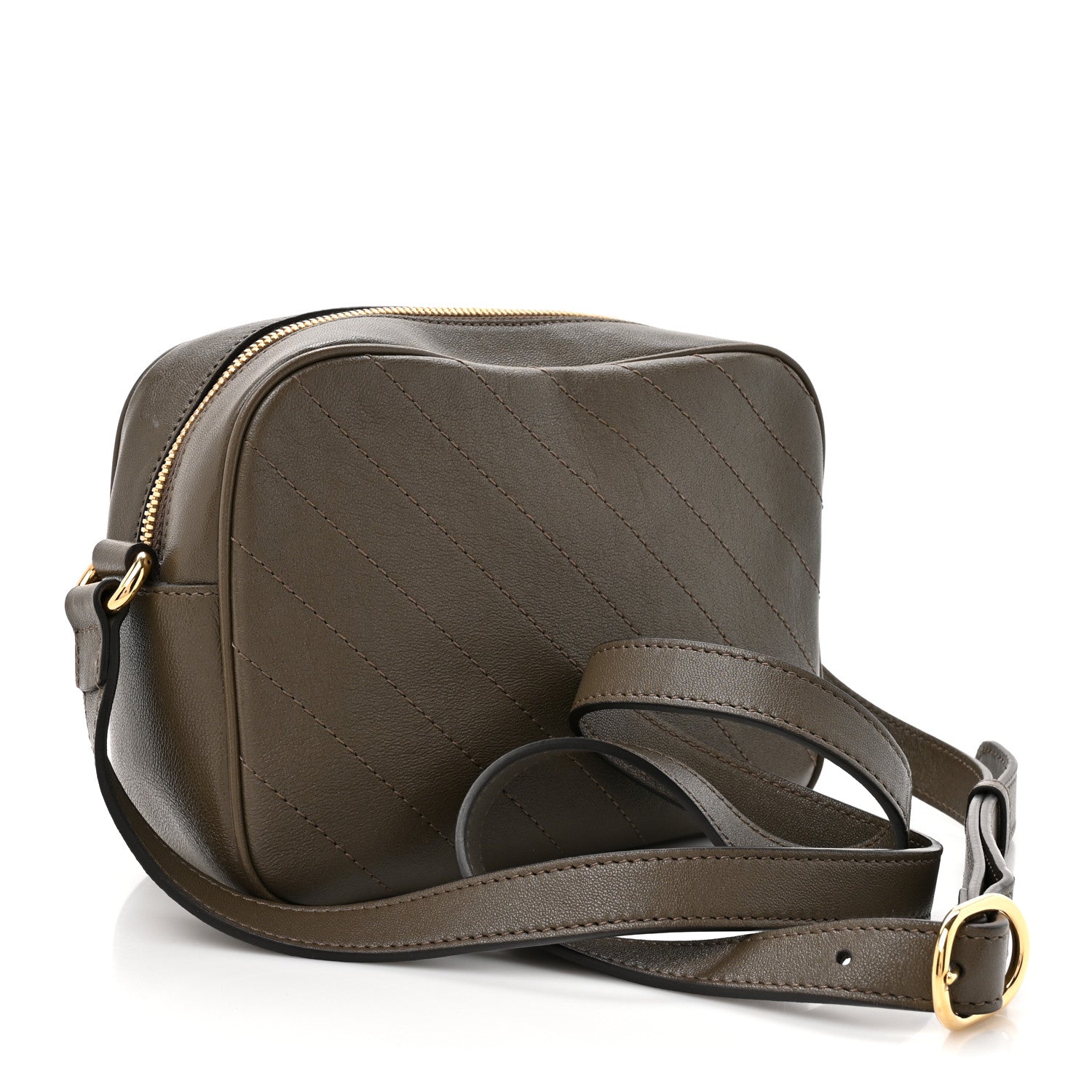 Gucci Sakai Be Green Calfskin Diagonal Stitched Small Blondie Shoulder Bag Craclet Brown