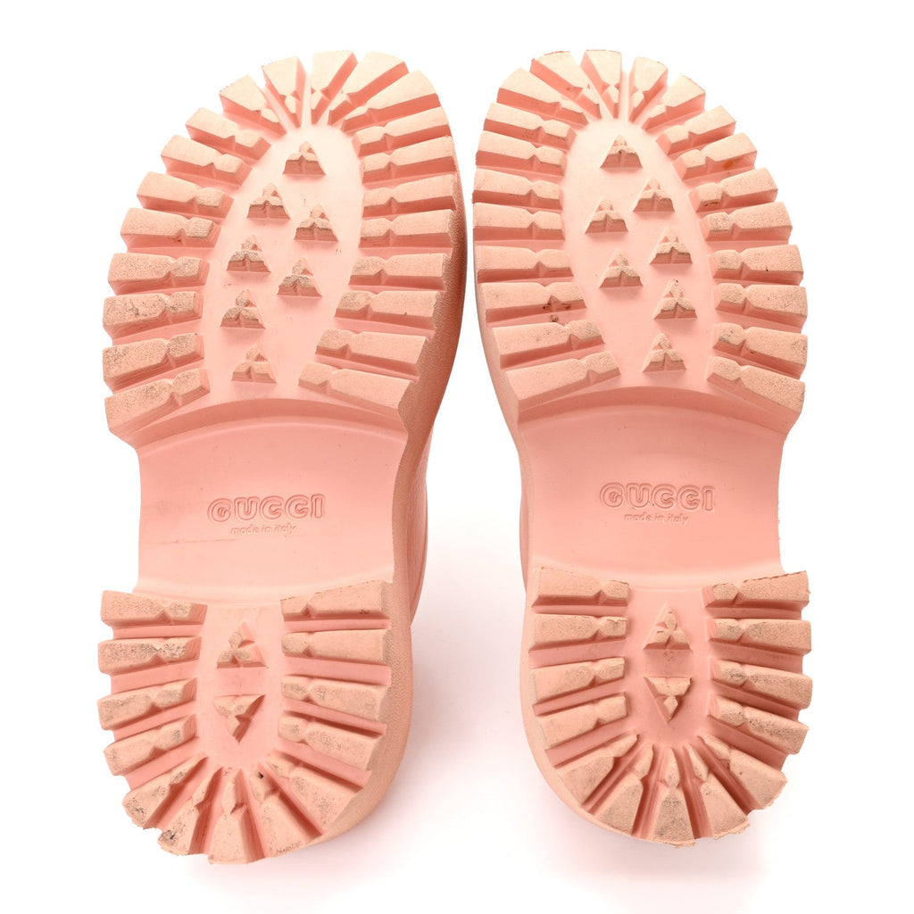 Gucci Rubber GG Monogram Perforated Elea Platform 55mm Lug Sole Sandals 41 Peachy Chic