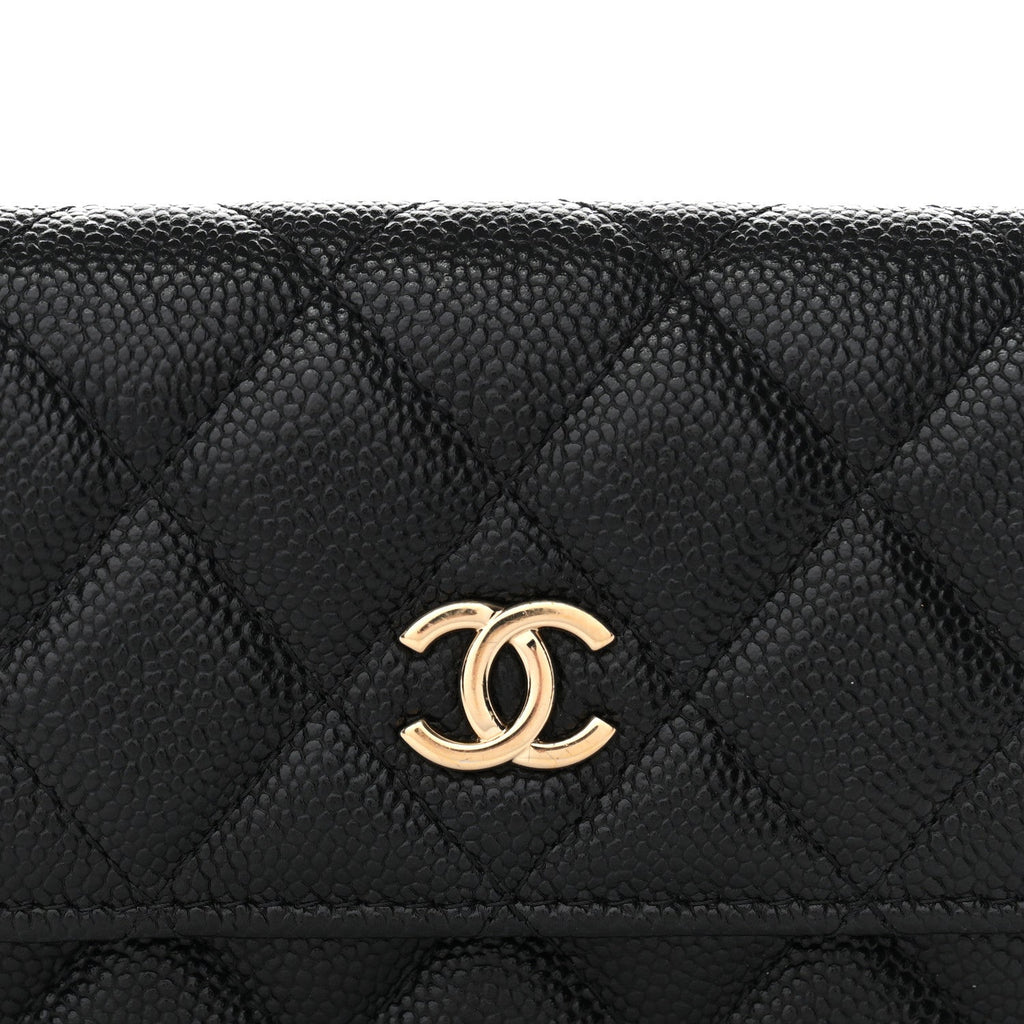 Caviar Quilted Bow Belt Bag Black