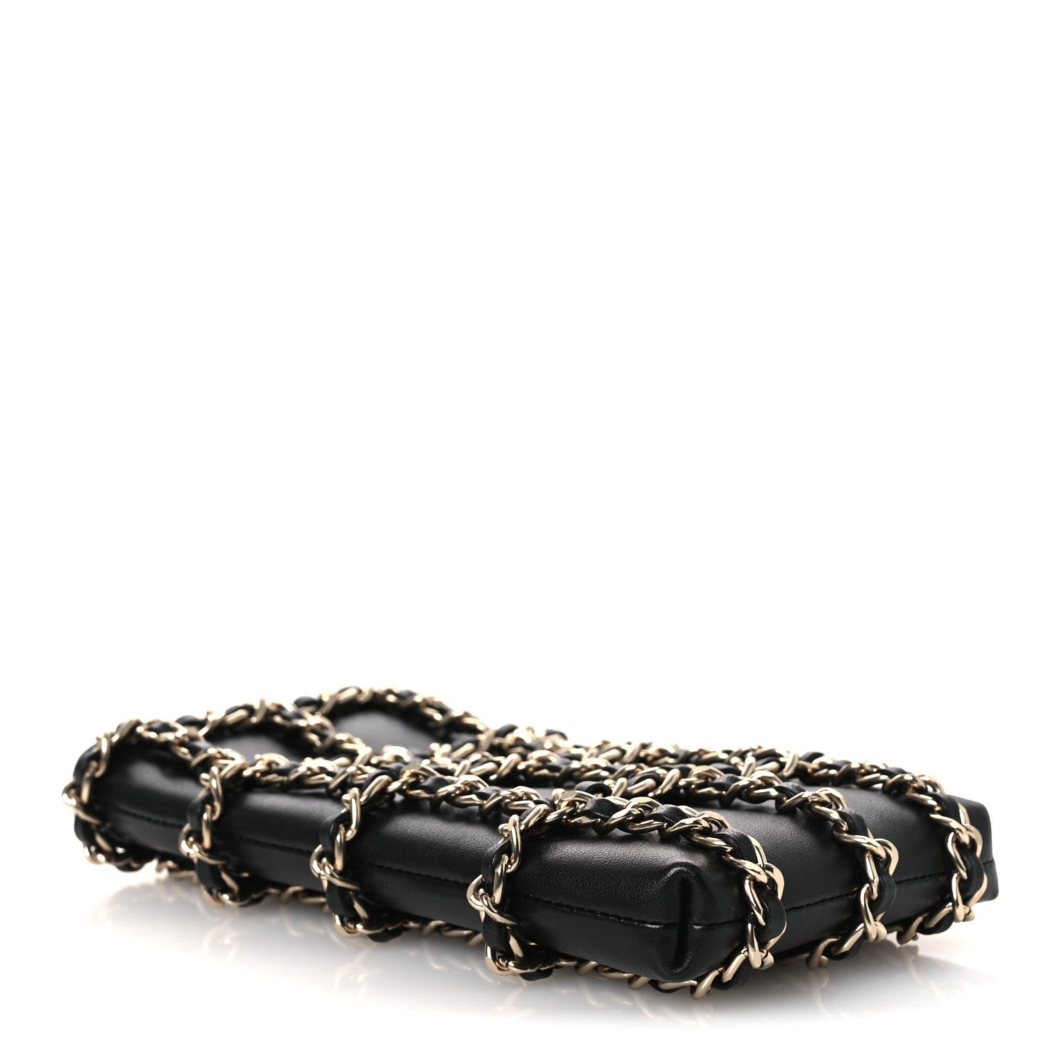 Chanel Lambskin Tech Me Out Clutch With Chain Black