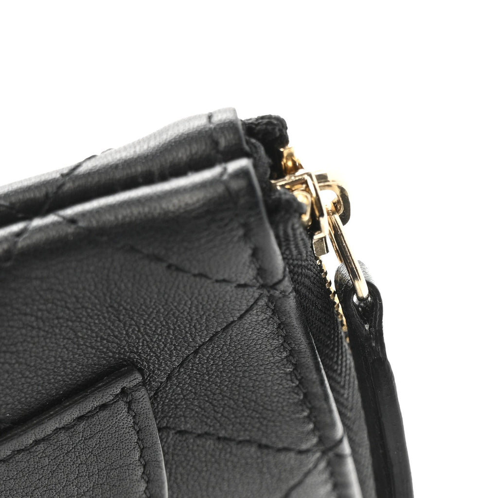 Calfskin Quilted Medium CC Pocket Cosmetic Case Black