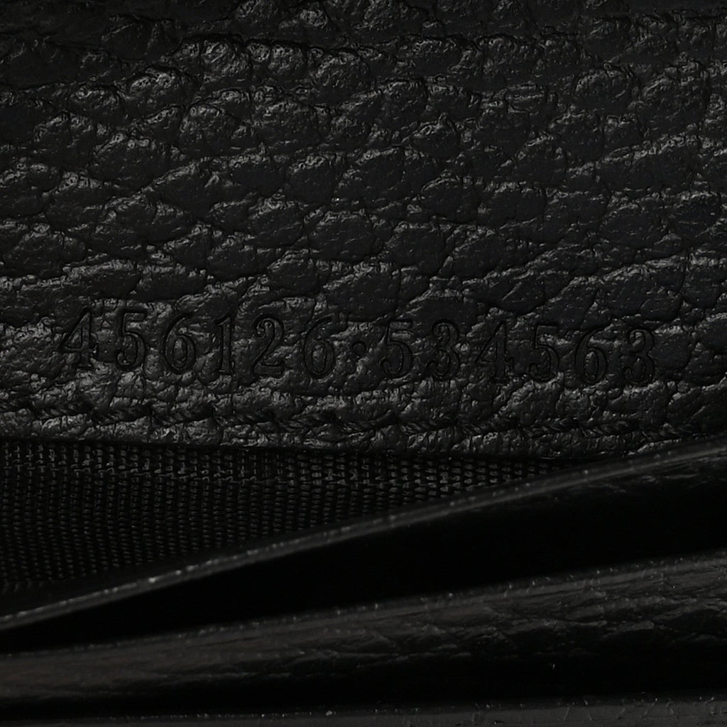 Gucci Pebbled Calfskin GG Marmont Card Case Black