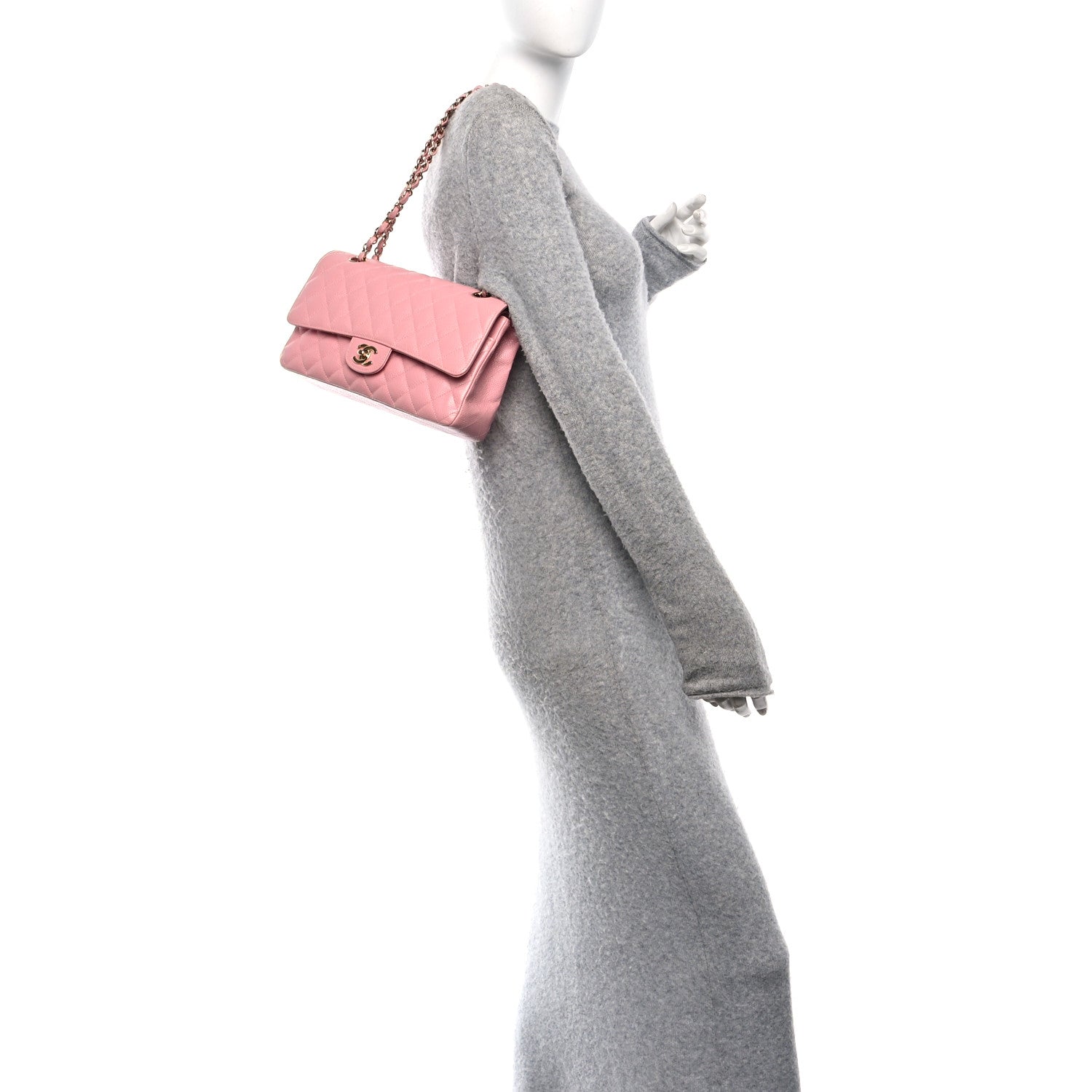Chanel Caviar Quilted Medium Double Flap Pink