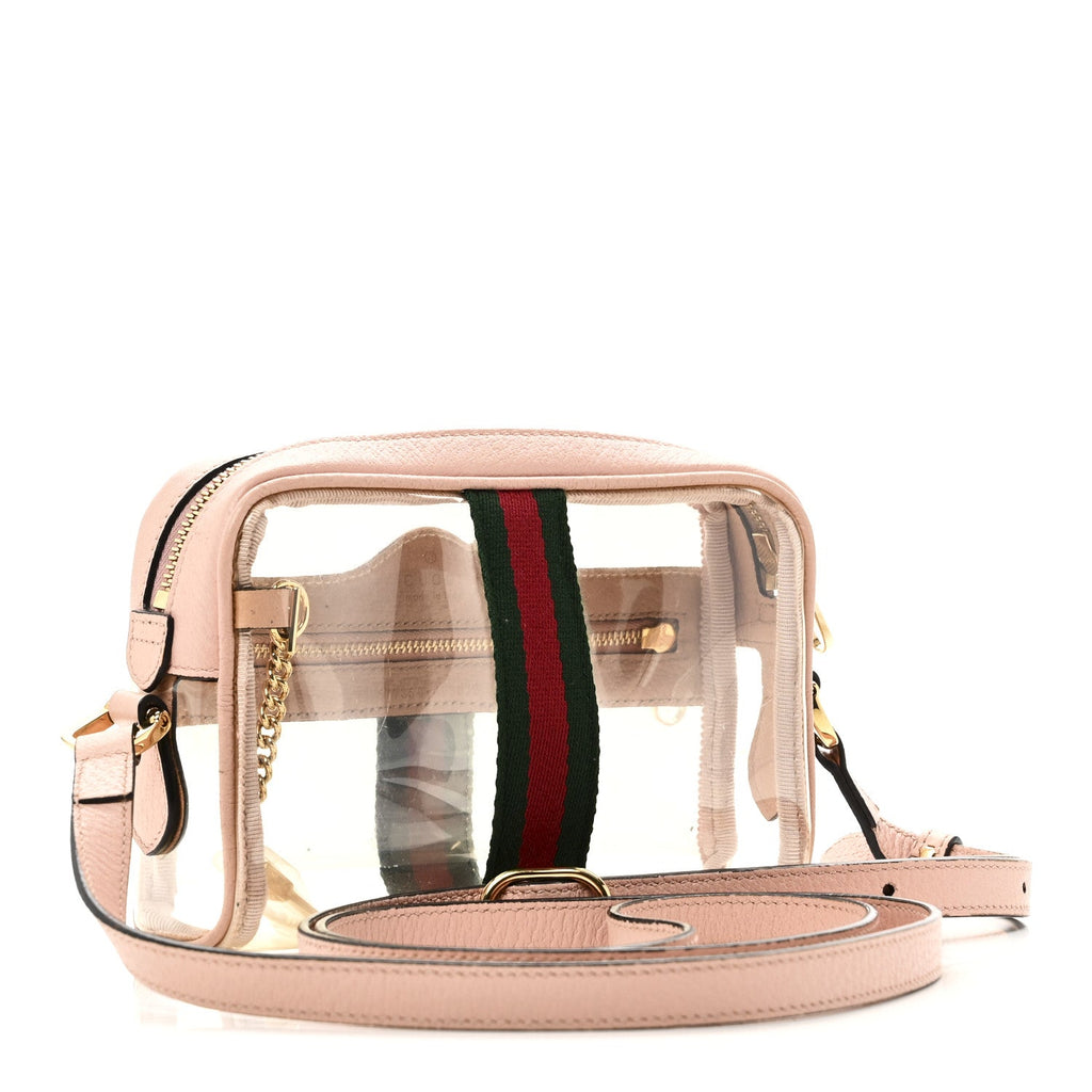 Gucci Vinyl Web Mini Ophidia Transparent Shoulder Bag Perfect Pink