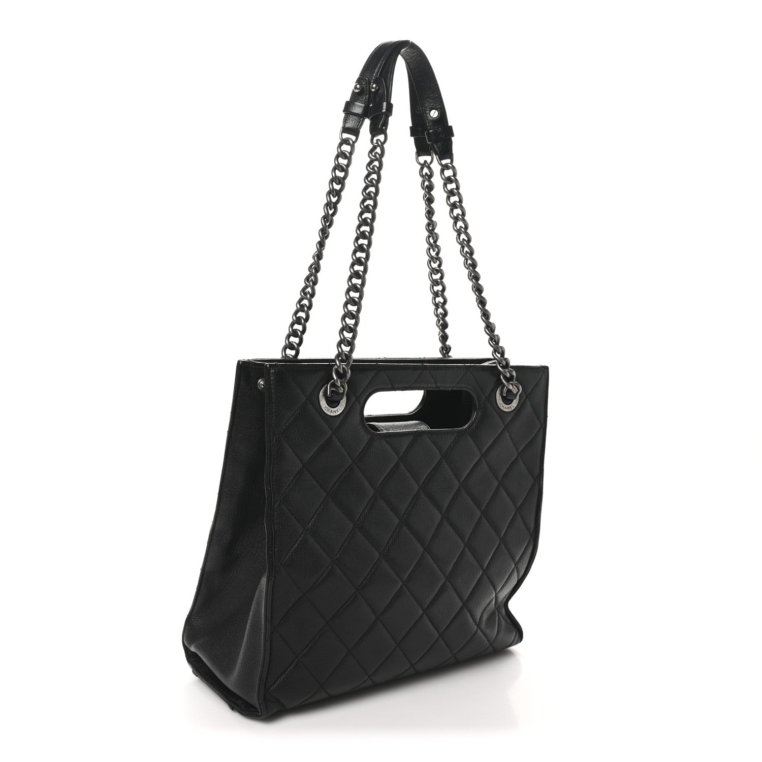 Chanel Goatskin Quilted Small Perfect Edge Shopping Tote Black