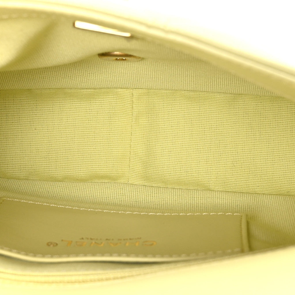 Chanel Shiny Caviar Quilted Mini Chain Messenger Flap Bag Yellow