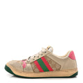 Gucci GG Monogram Nubuck Web Womens Screener Sneakers 38 New Sand Dusty Milk Pink
