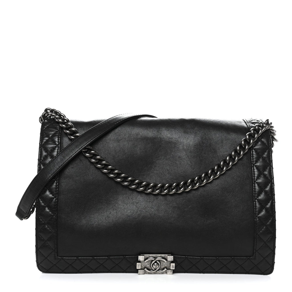 Chanel Calfskin Large Boy Reverso Flap Black