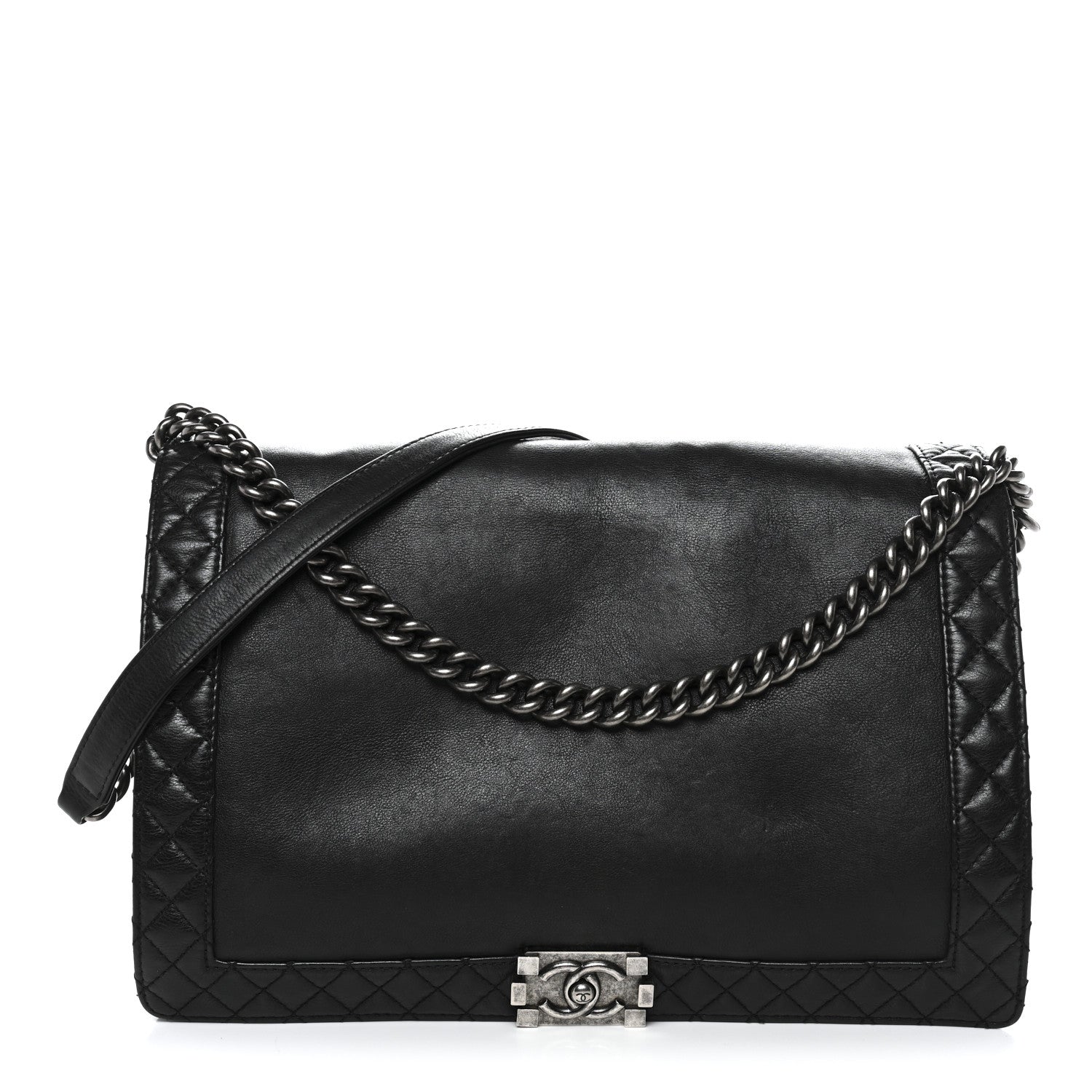 Chanel Calfskin Large Boy Reverso Flap Black