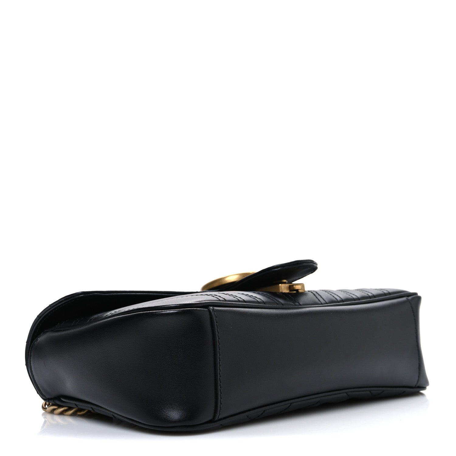Gucci Calfskin Matelasse Small GG Marmont Shoulder Bag Black