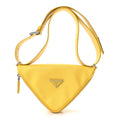 Prada Saffiano Triangle Shoulder Belt Bag Sunny Yellow