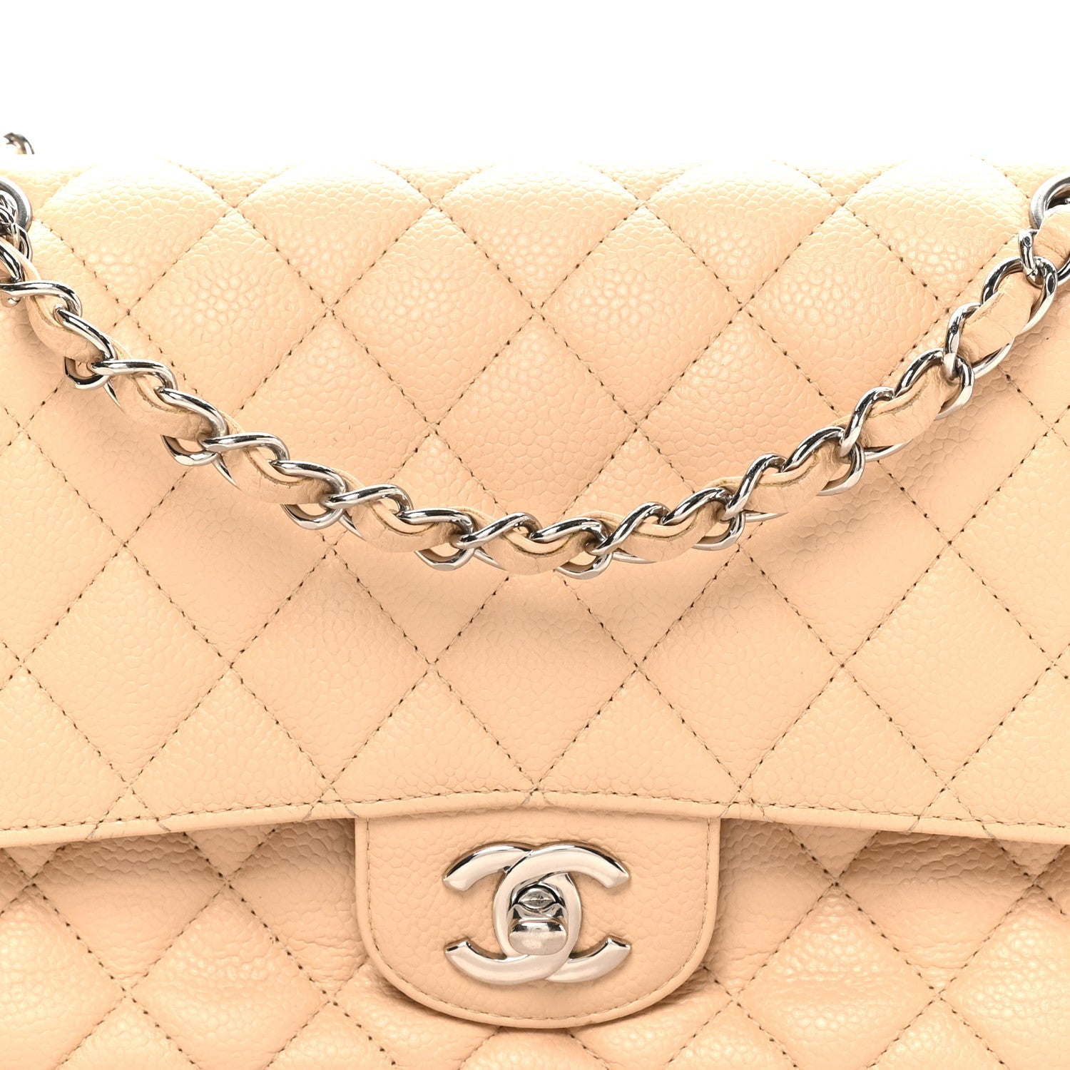 Chanel Caviar Quilted Medium Double Flap Beige