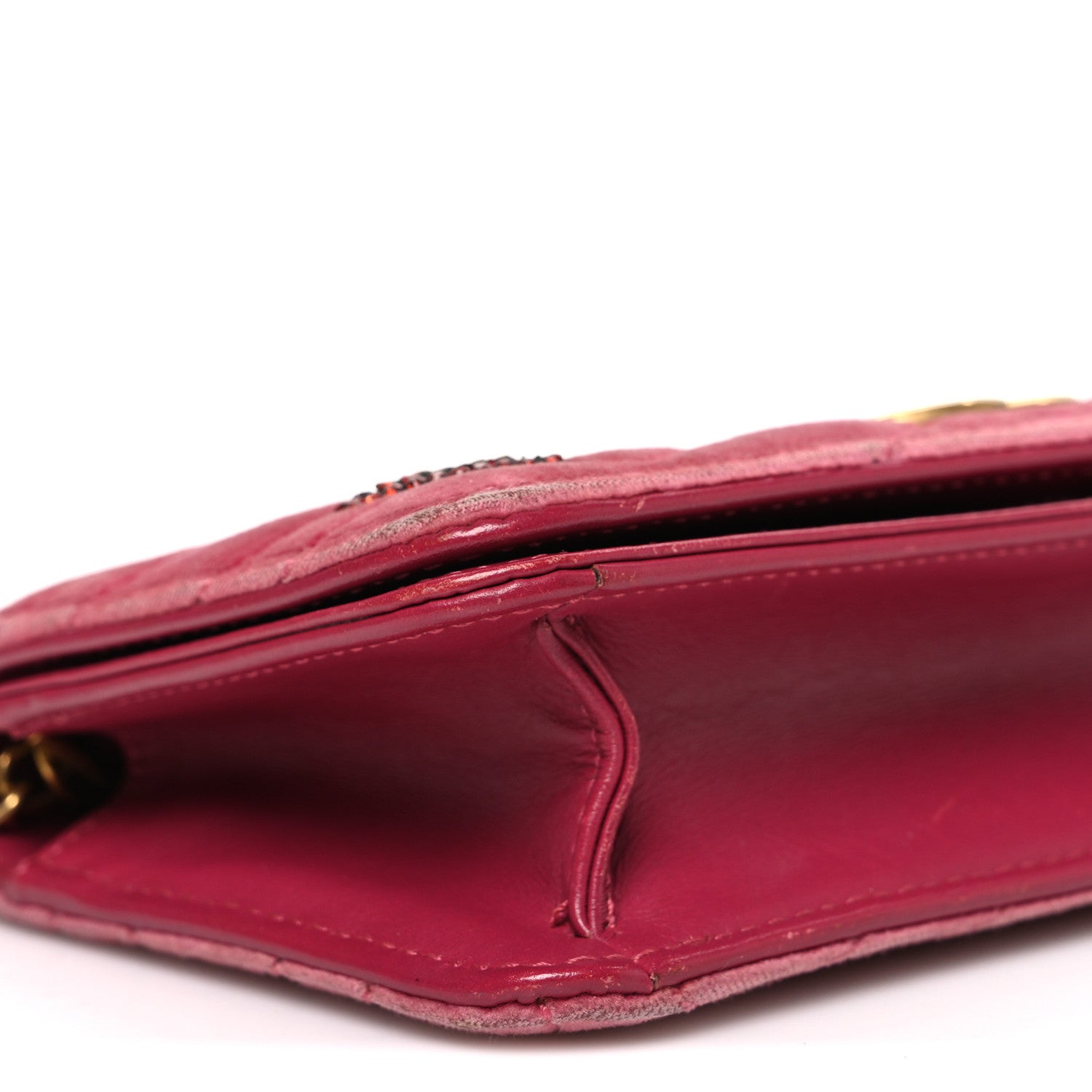 Gucci Velvet Matelasse Crystal Sequin Heart Embroidered GG Marmont Mini Bag Light Raspberry Rose